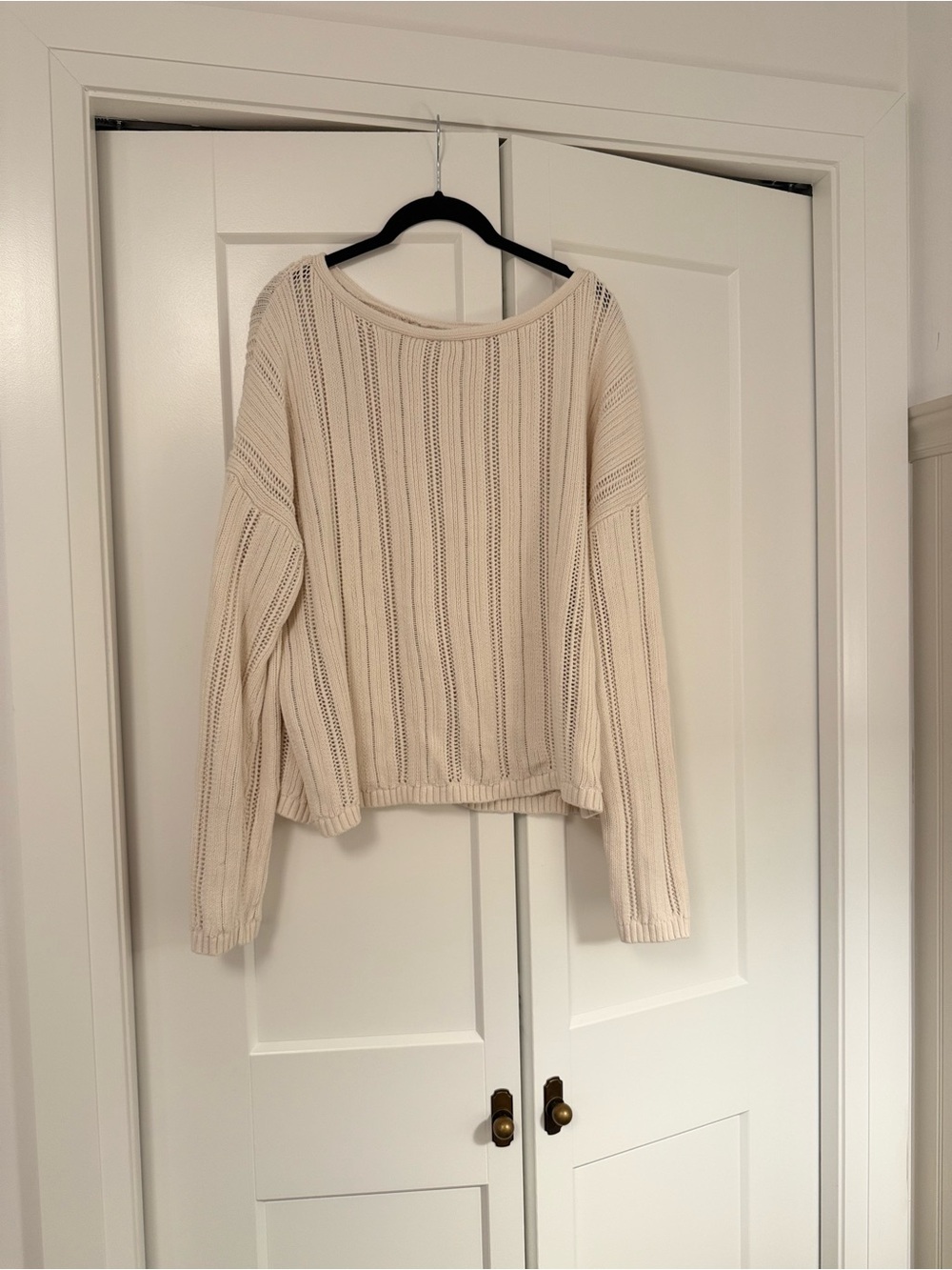Cream Open-Knit Women’s Sweater